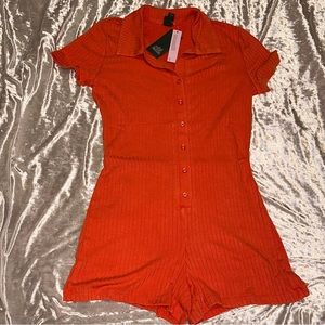 Juniors Wild Fable Collared Button Front Short Sleeve Romper
